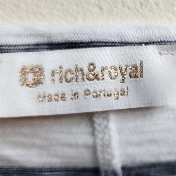 NWOT Rich & Royal Gray/White Striped Scoop Neck Ruffled Jersey Size XS - Picture 8 of 16